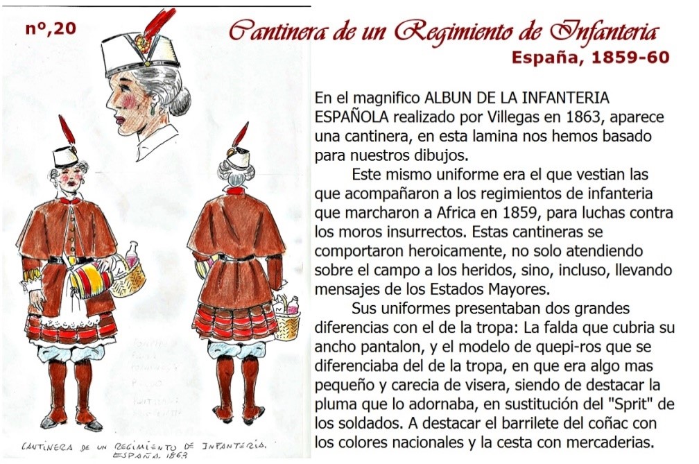 Figura 1: Cantinera de un Regimiento de Infantería. España, 1859-1860. Dibujo de José María Bueno.