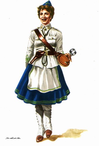 Figura 2. Cantinera en traje de rayadillo 1909. Dibujo de Delfín Salas.